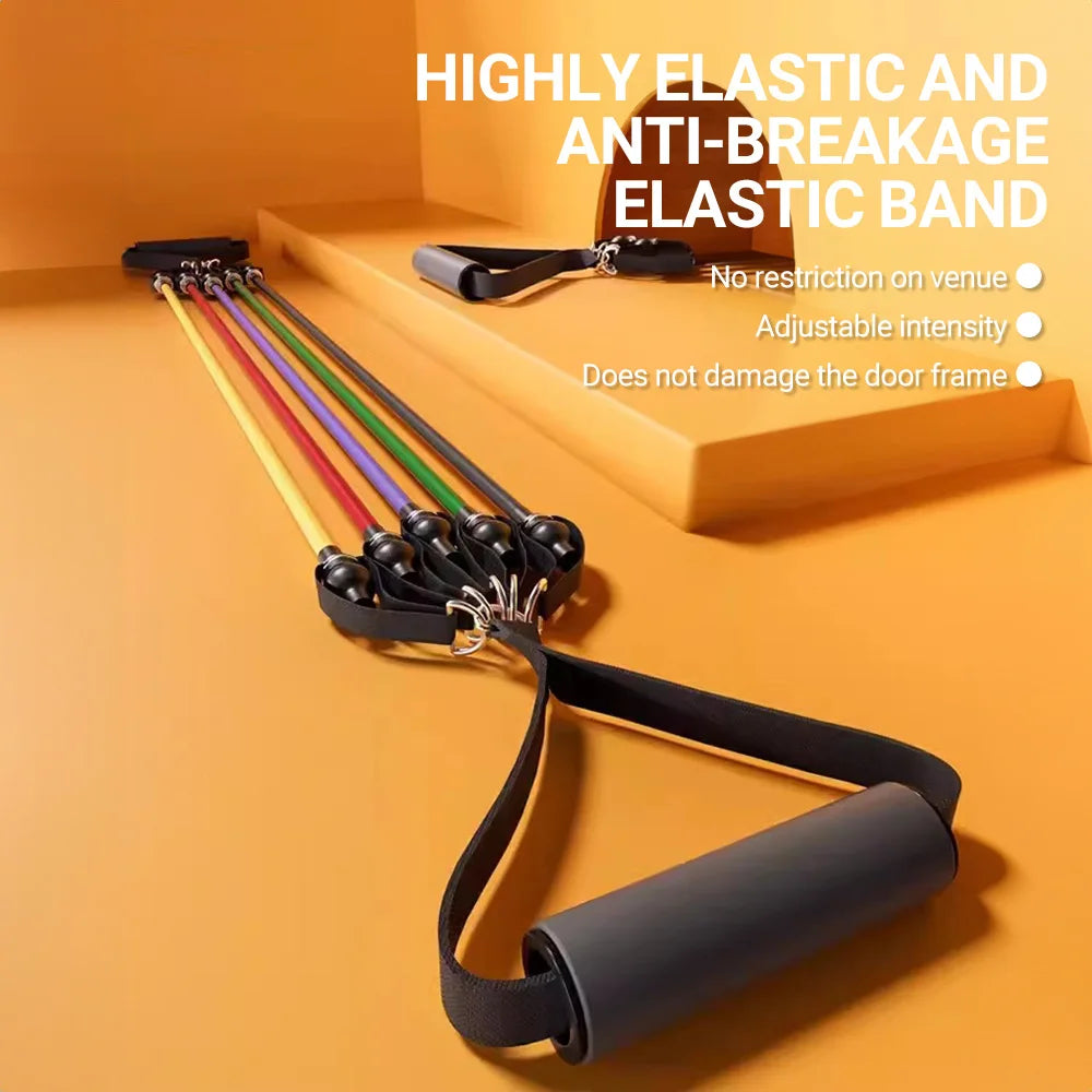 Bodybuilding Resistance Bands Set Multi-Function Tensioner Suit Muscle Training Belt Elastic Bands Portable Fitness Equipment