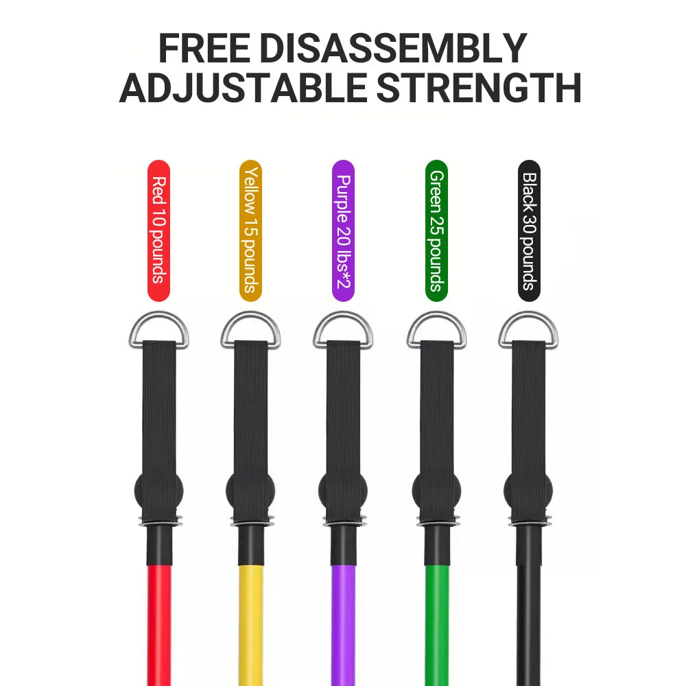 Bodybuilding Resistance Bands Set Multi-Function Tensioner Suit Muscle Training Belt Elastic Bands Portable Fitness Equipment
