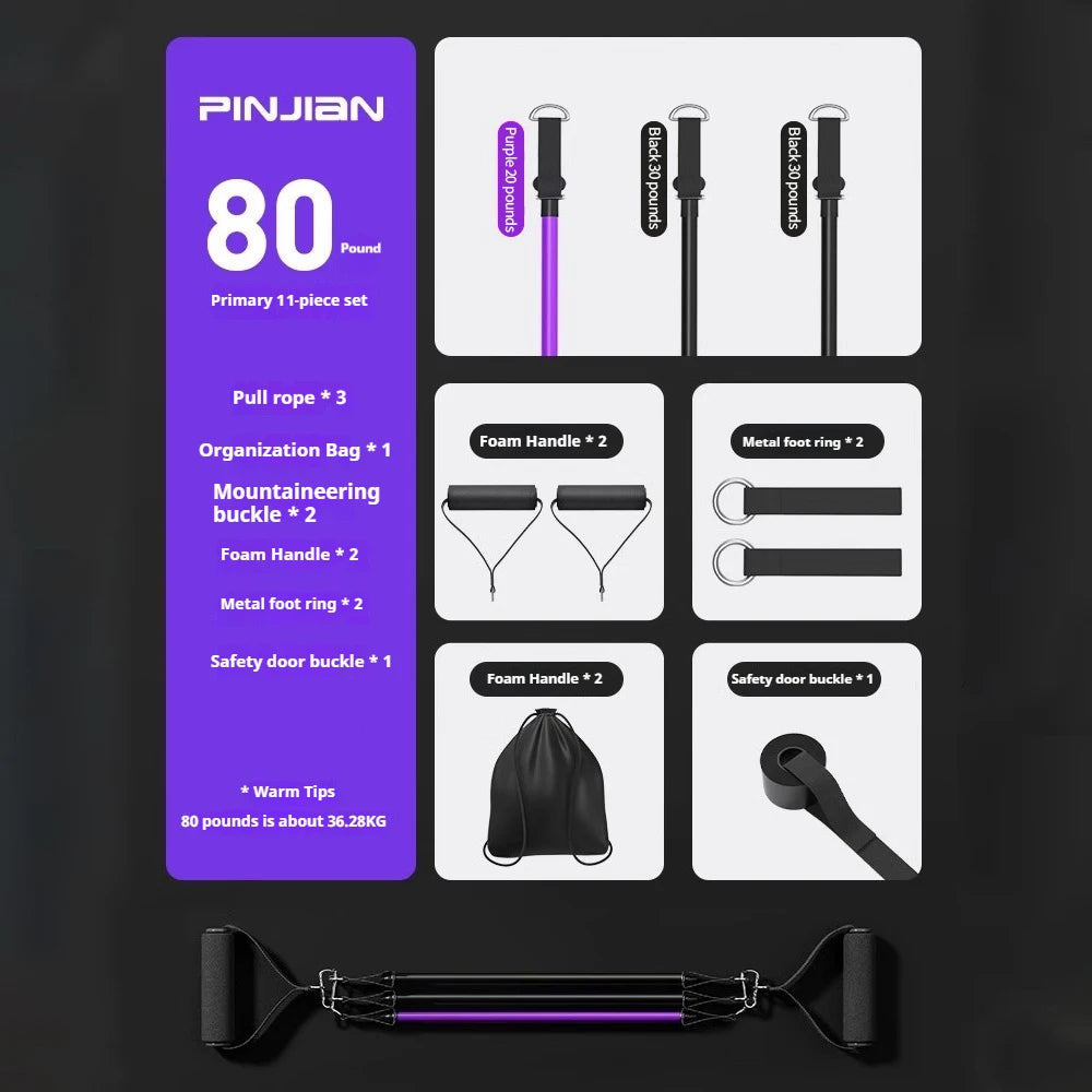 Bodybuilding Resistance Bands Set Multi-Function Tensioner Suit Muscle Training Belt Elastic Bands Portable Fitness Equipment